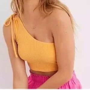Aerie One Shoulder Ribbed Crop Top